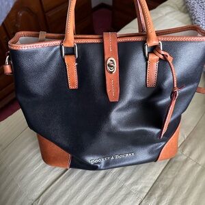 Dooney & Bourke Black and Tan Leather Tote Bag